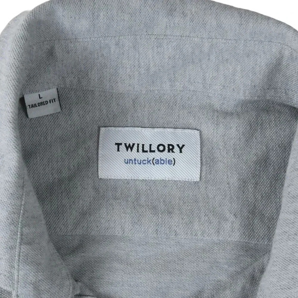 Twillory Shirt Untuckabl Mens Large Ash Gray Tailored Performance Button Up - Picture 2 of 10